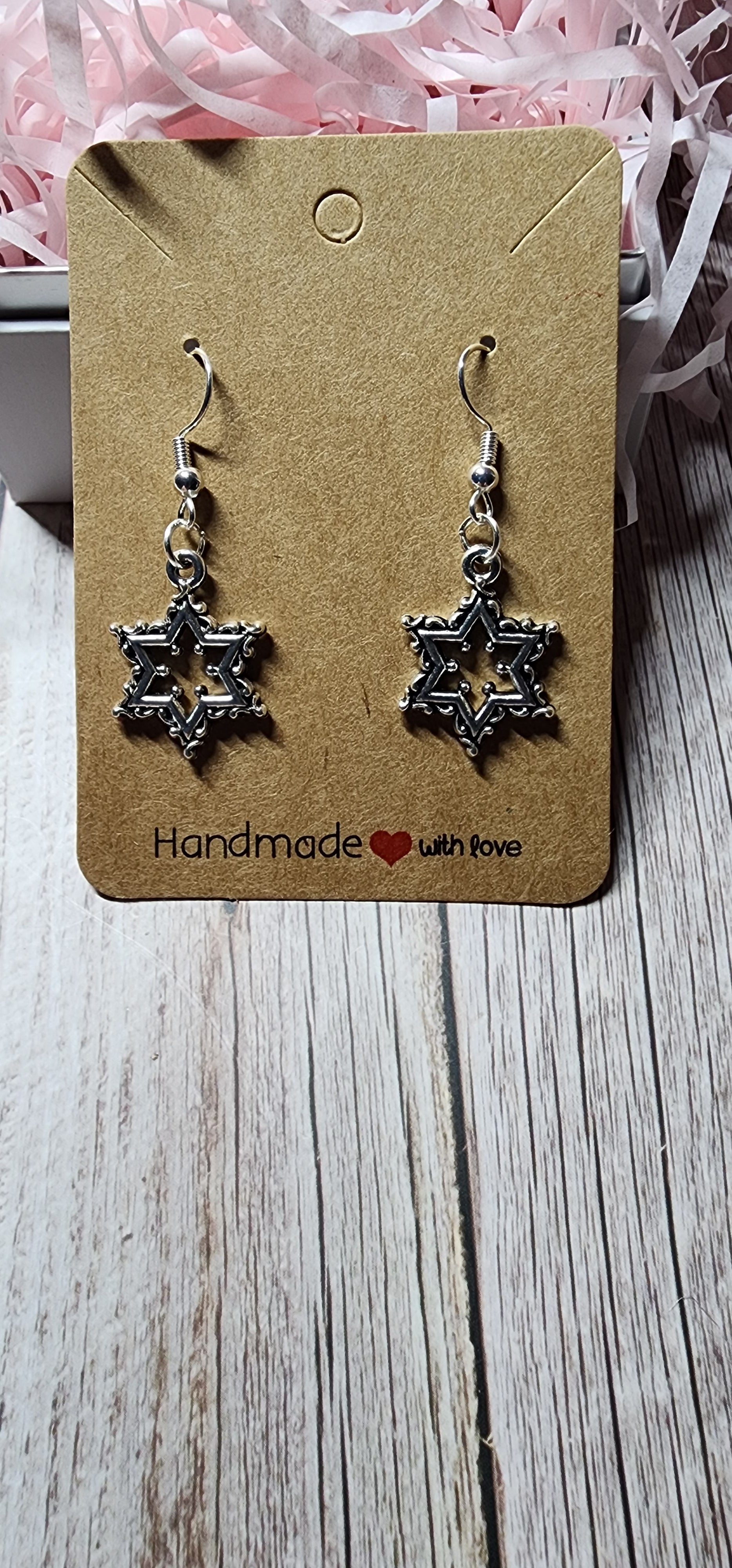 Boho style silver celestial dangle earrings sun moon and star charms