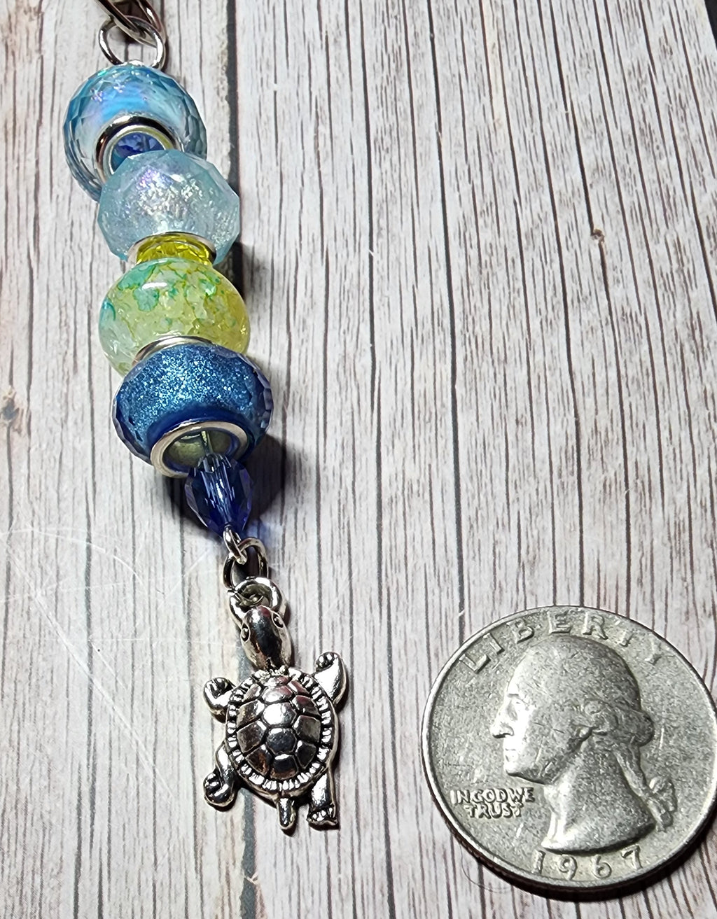 European glass beaded keychain, angel wings, sloth, turtle, sunflower charms, inspiration charm.