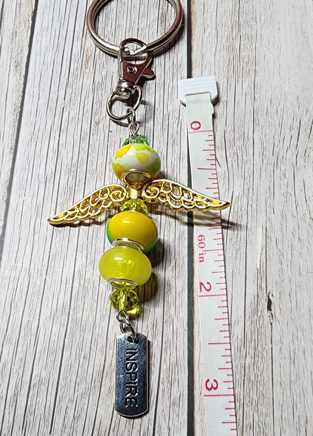 European glass beaded keychain, angel wings, sloth, turtle, sunflower charms, inspiration charm.