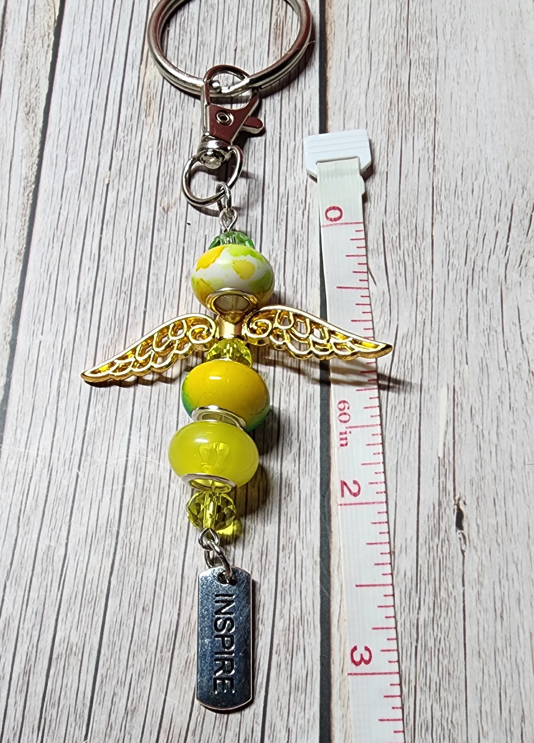 European glass beaded keychain, angel wings, sloth, turtle, sunflower charms, inspiration charm.