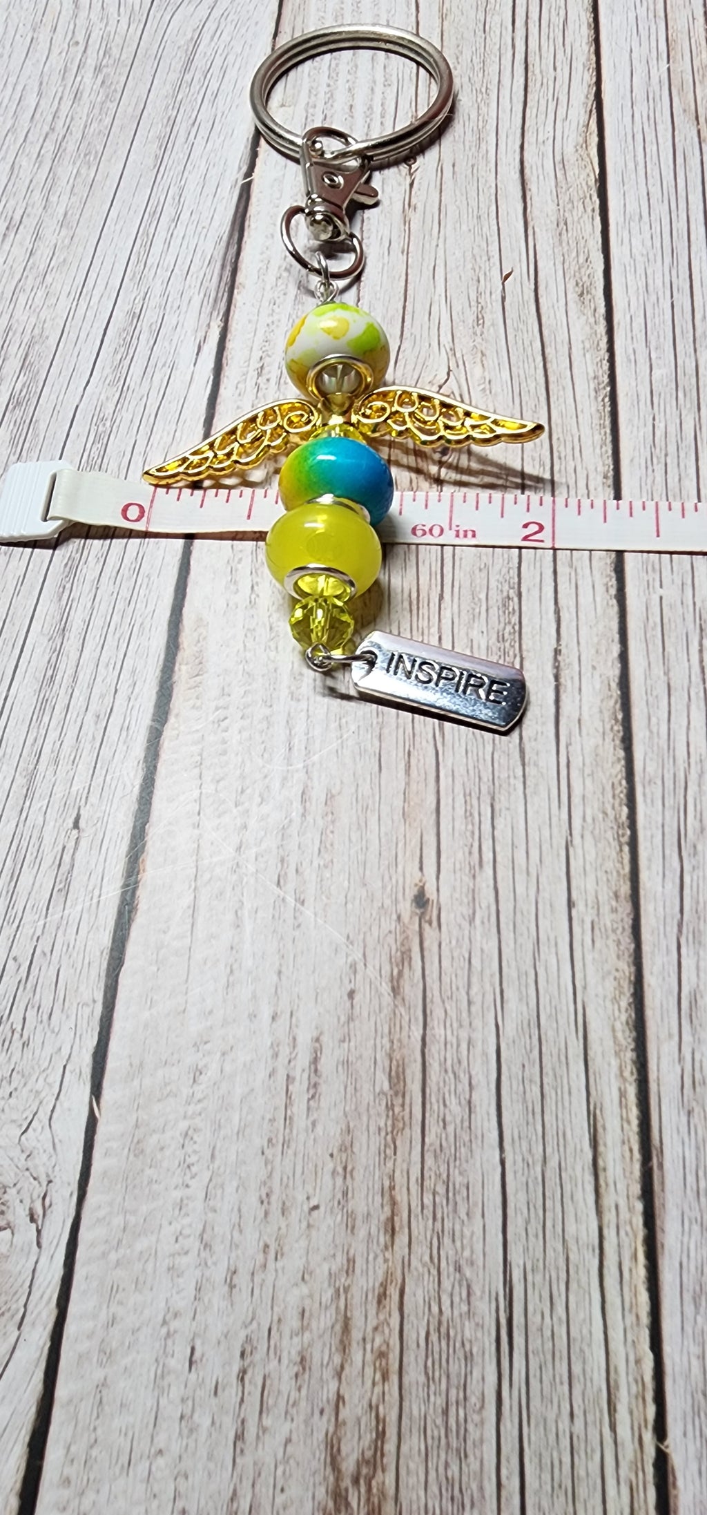 European glass beaded keychain, angel wings, sloth, turtle, sunflower charms, inspiration charm.
