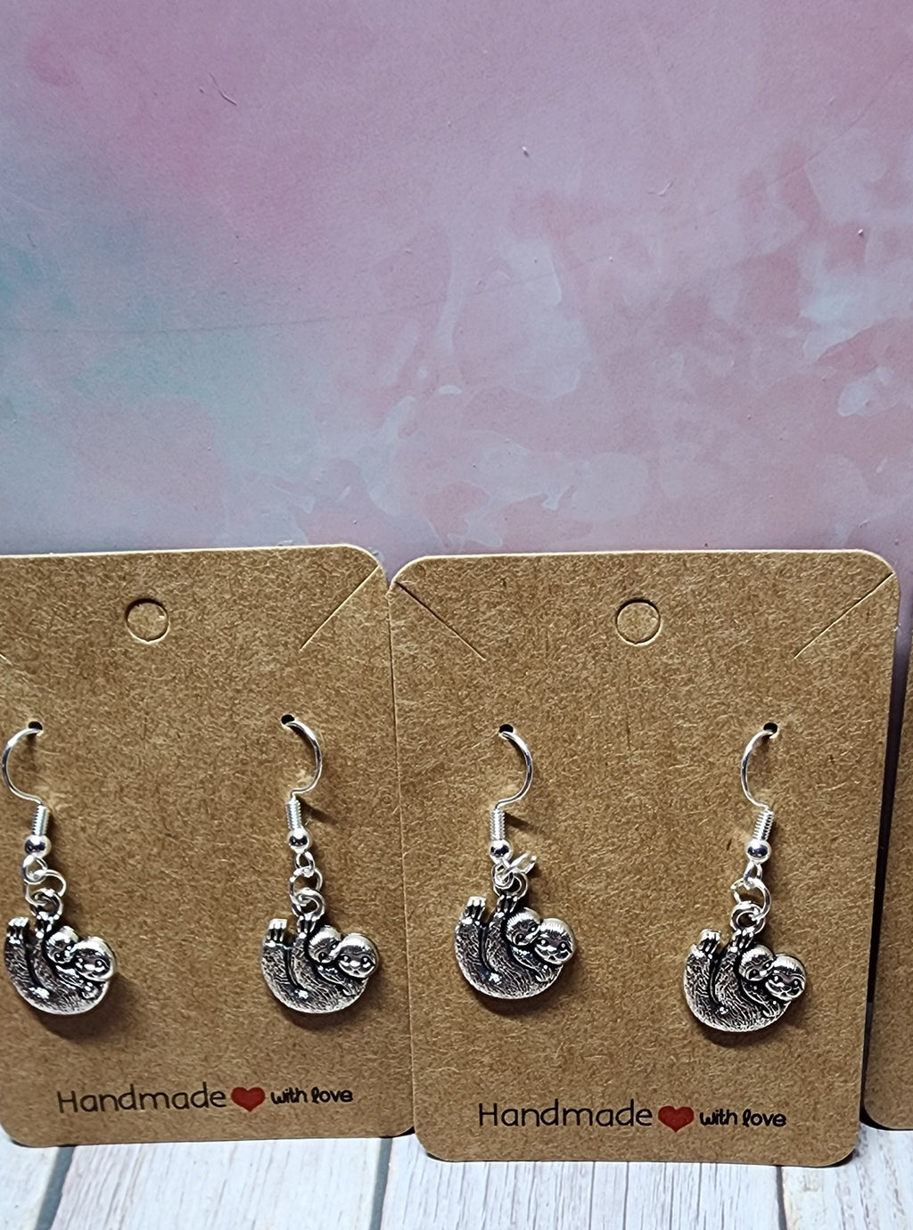 Whimsical Silver-Colored  Earrings sloth, turtle, hedgehog, elephant charms. Hypoallergenic Ear wires. Dangle earrings