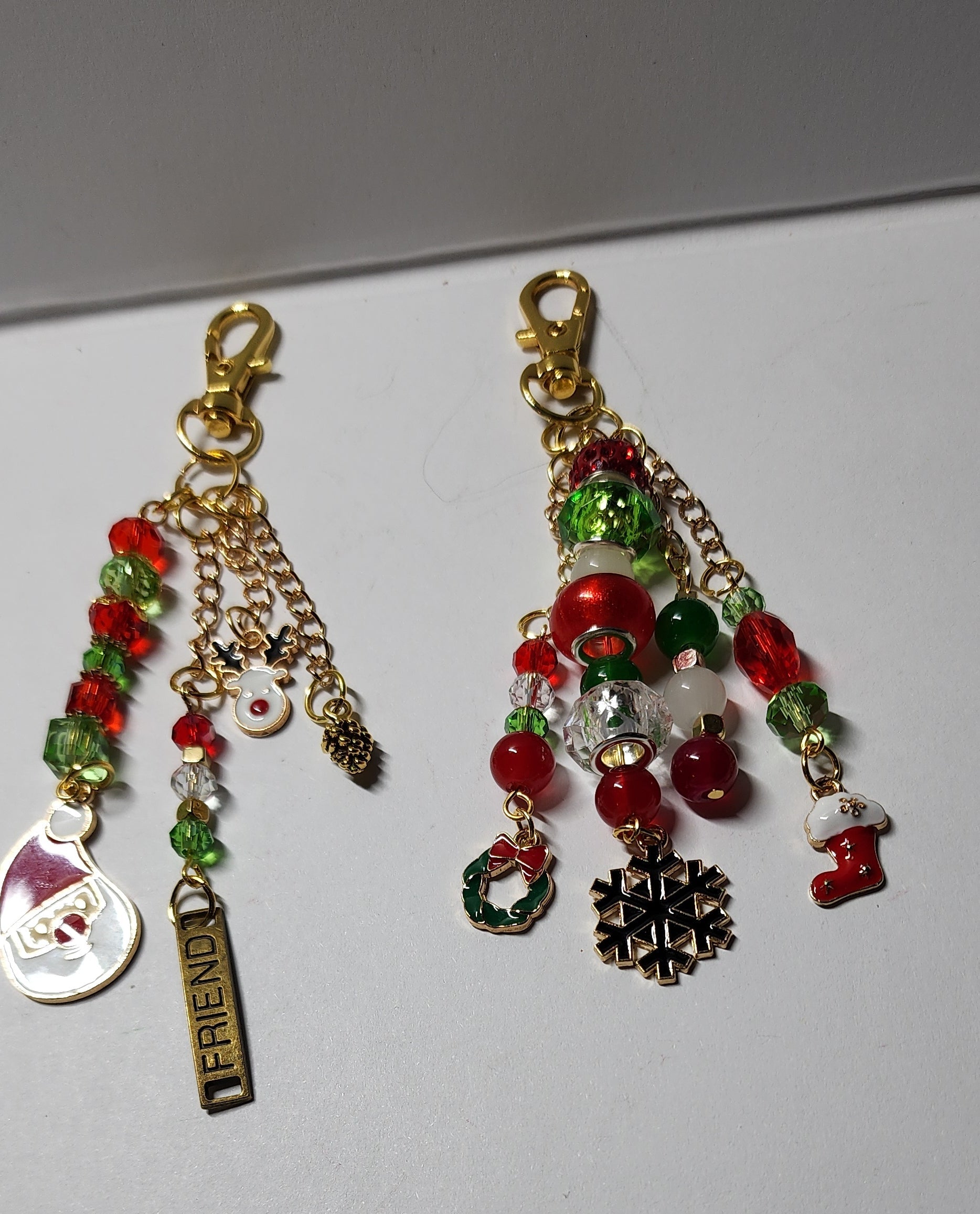 Festive Christmas purse dangle, backpack accessory, zipper pull or keychain. Holiday decor for any bag