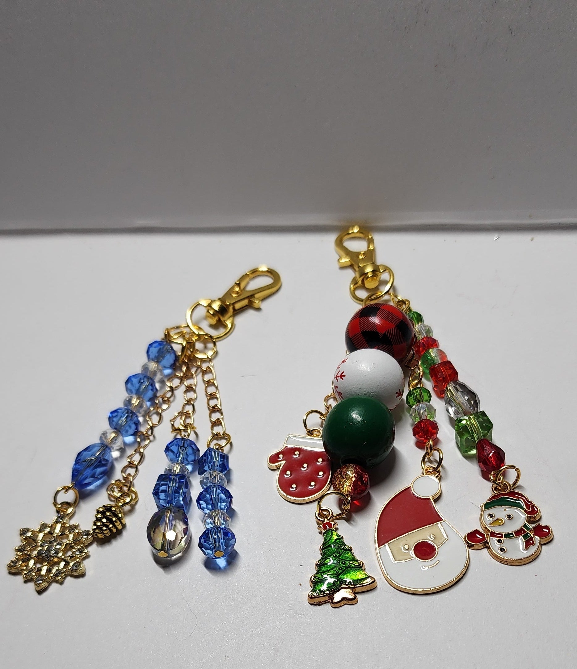 Festive Christmas purse dangle, backpack accessory, zipper pull or keychain. Holiday decor for any bag