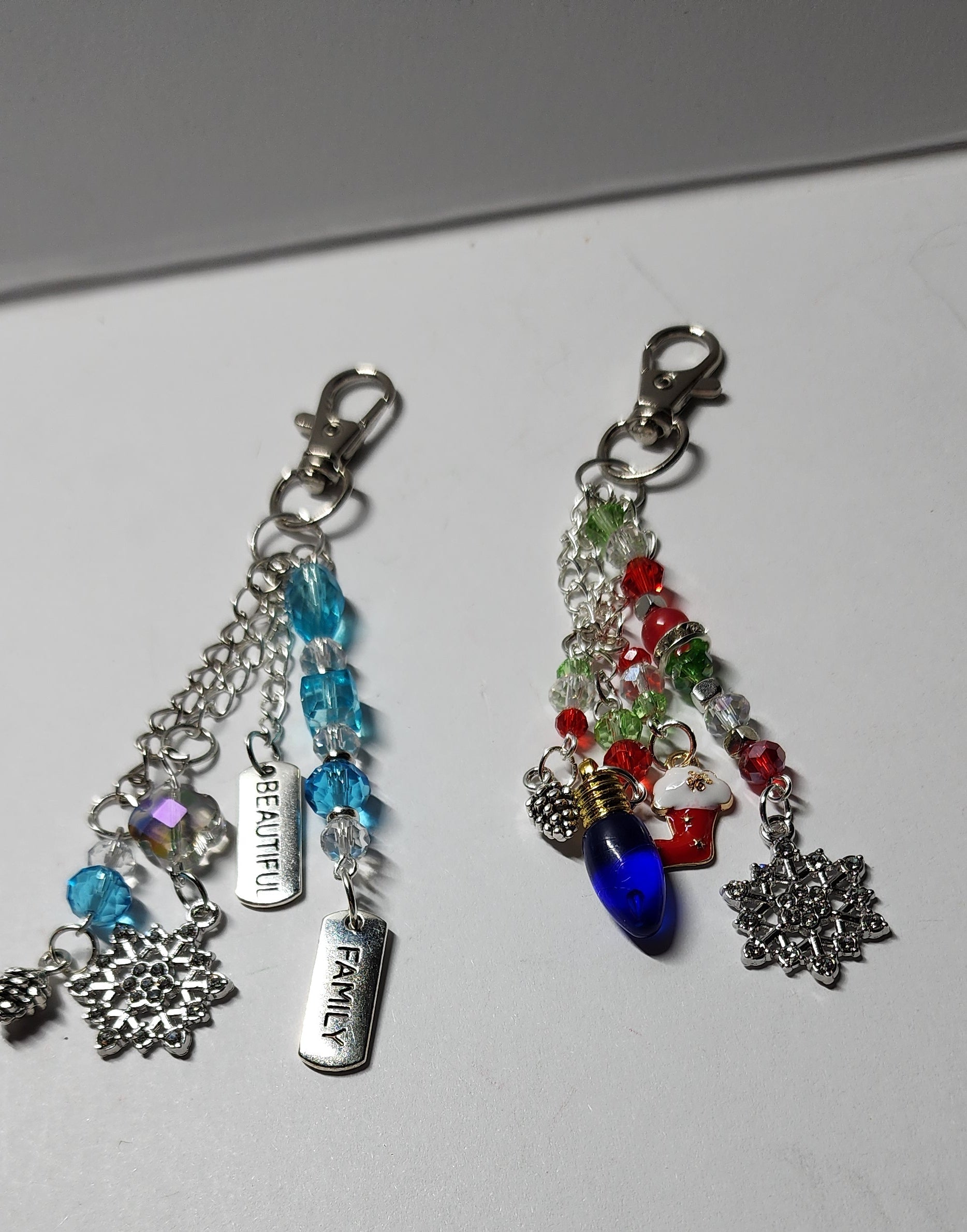 Festive Christmas purse dangle, backpack accessory, zipper pull or keychain. Holiday decor for any bag