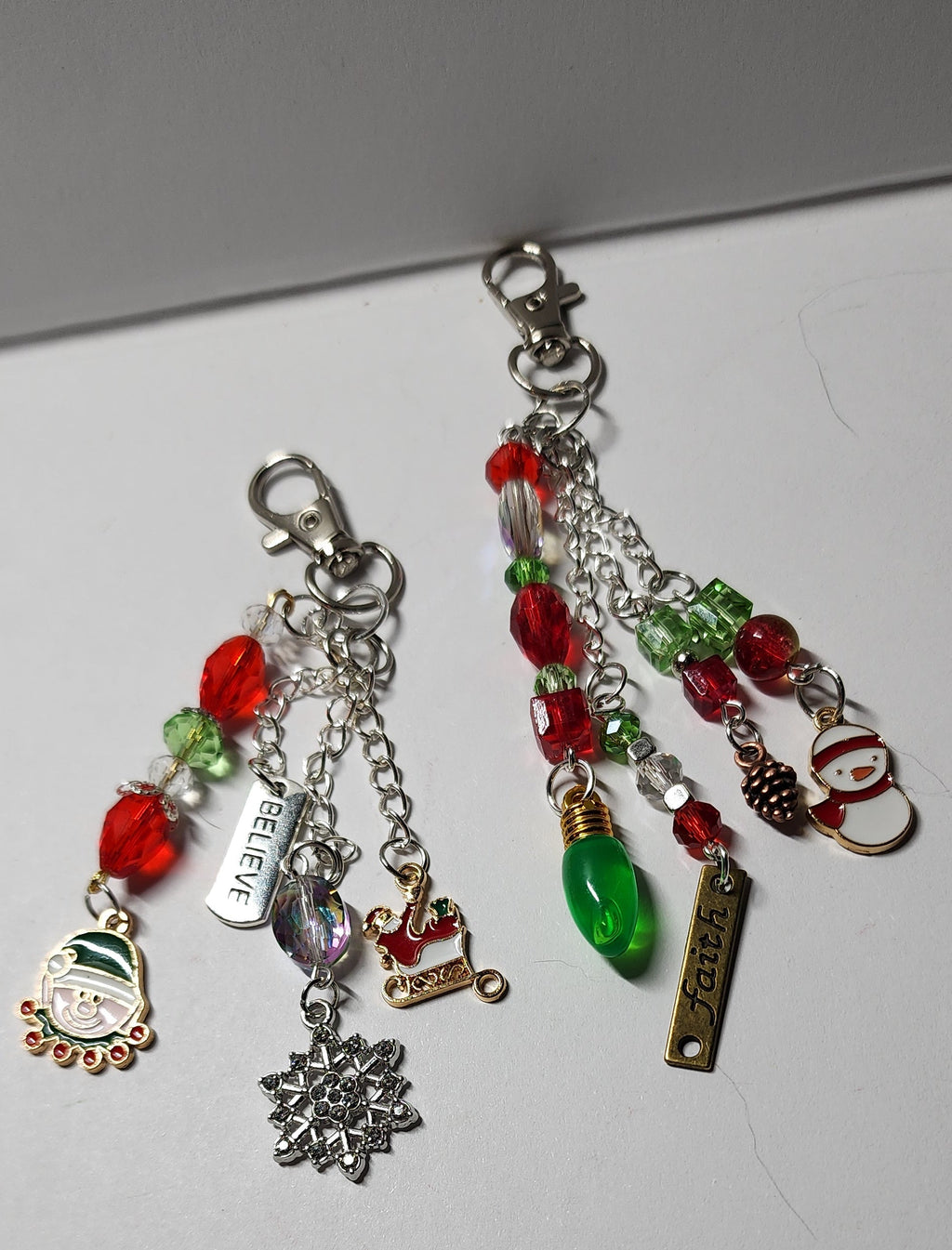 Festive Christmas purse dangle, backpack accessory, zipper pull or keychain. Holiday decor for any bag