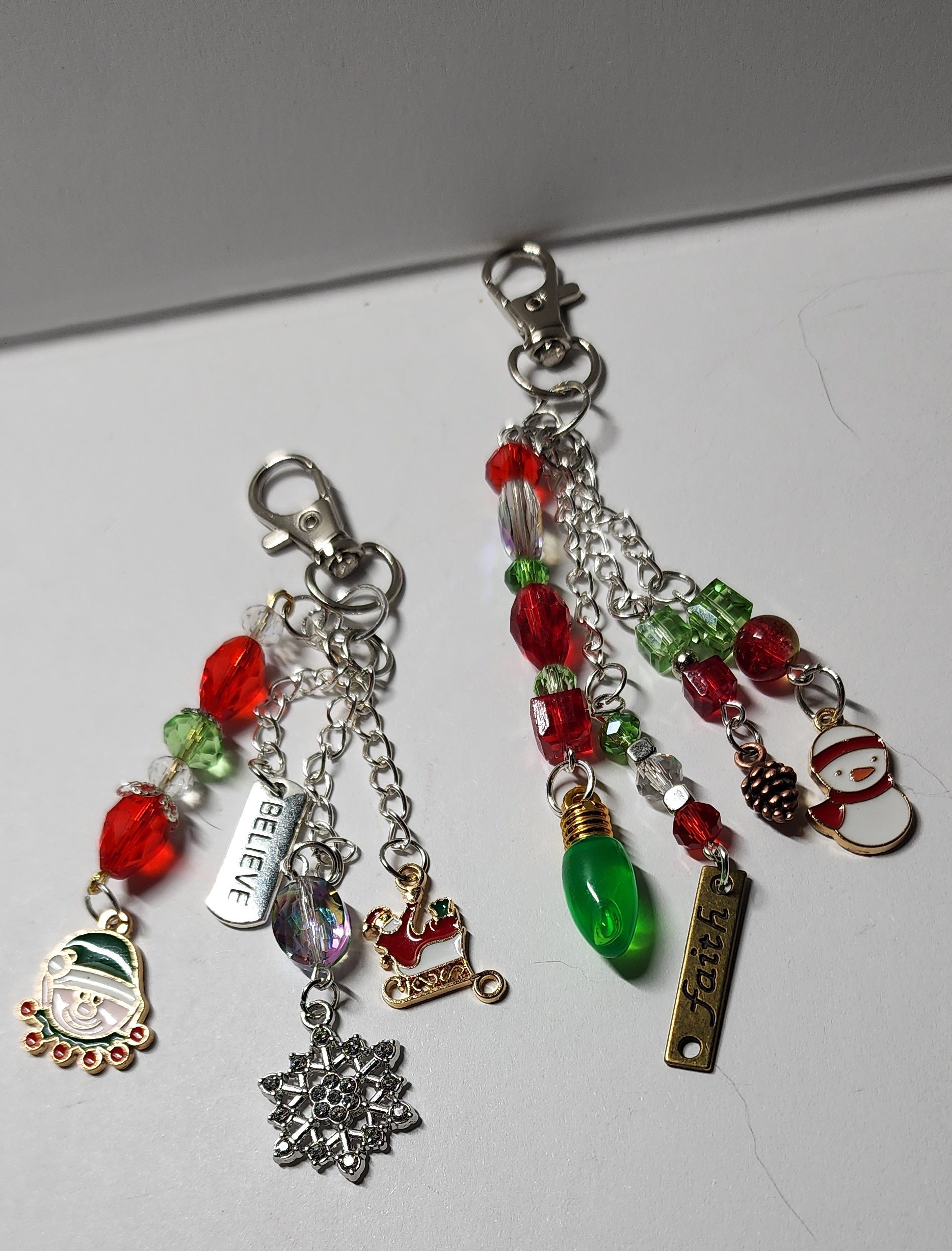 Festive Christmas purse dangle, backpack accessory, zipper pull or keychain. Holiday decor for any bag
