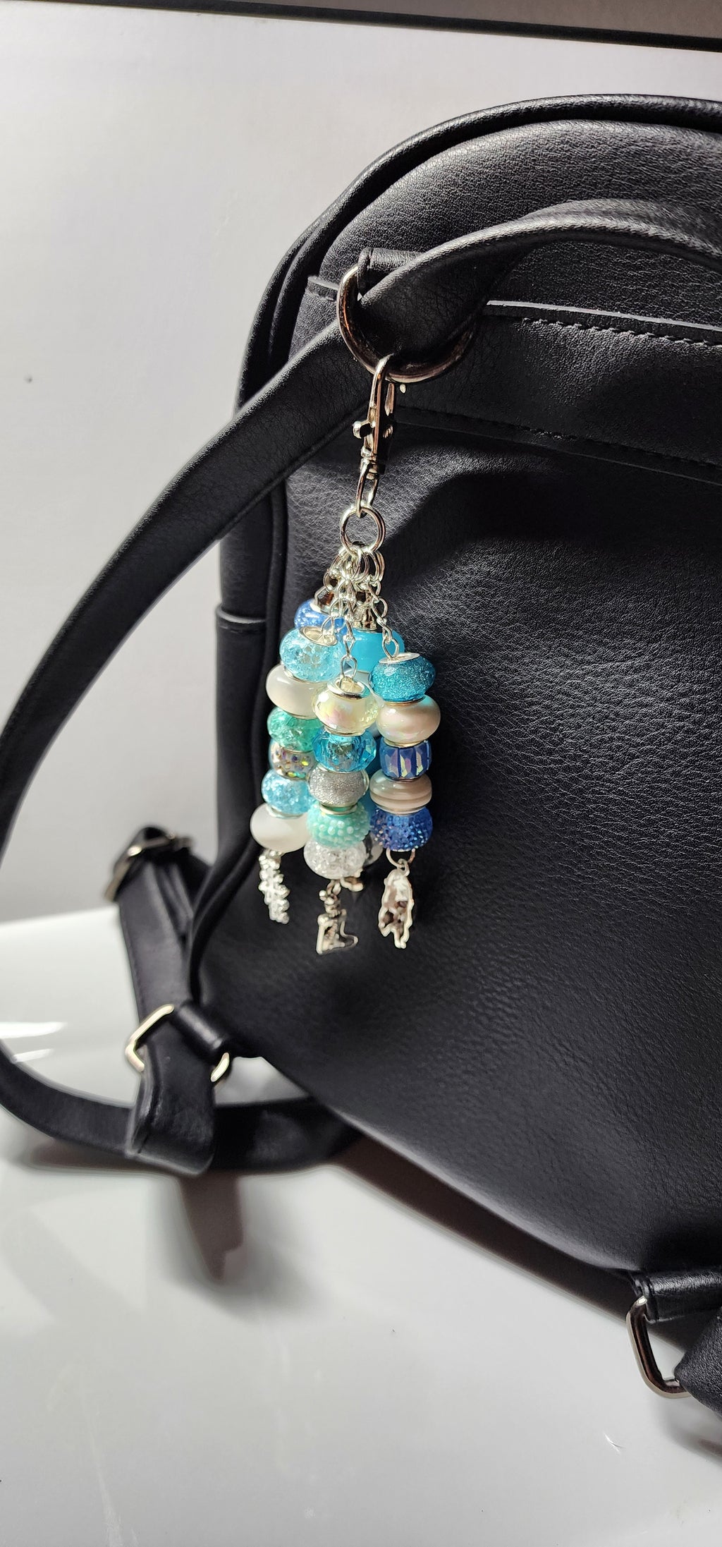 Festive glass and crystal Christmas keychains , Purse charms, Backpack Accessory.