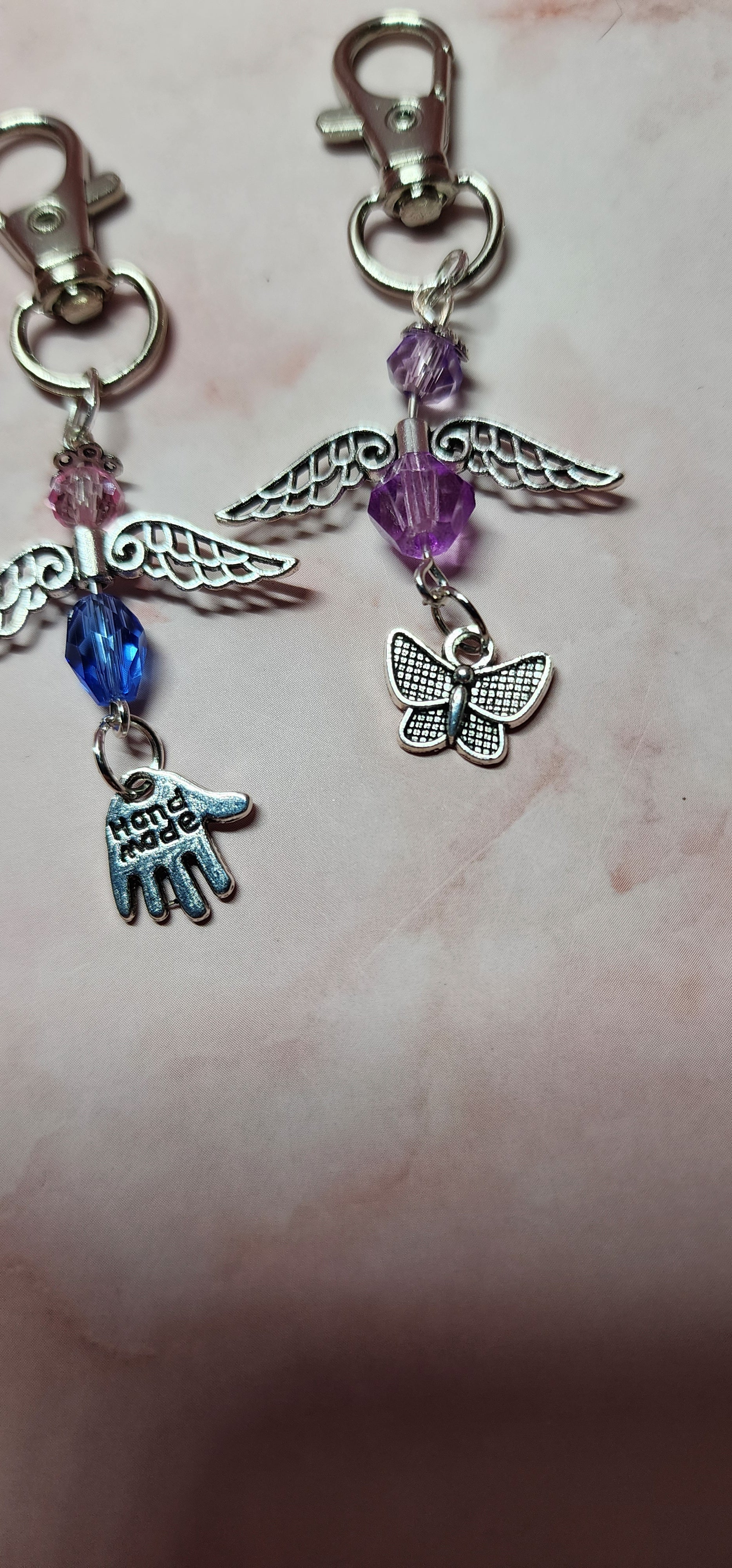 Handmade glass crystal beaded Guardian Angel zipper pull, purse or backpack accessory