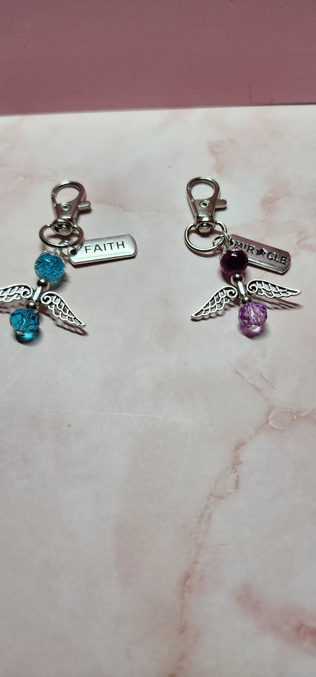 Handmade glass crystal beaded Guardian Angel zipper pull, purse or backpack accessory