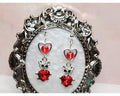 Valentines Dangle Earrings with Silver-colored Teddy Bear Charm