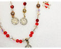 Valentines Day necklace and earring set with rhinestone heart charm