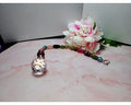 Handmade beaded suncatcher with colorful glass beads and a 30mm crystal prism ball