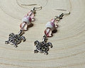 Handmade Porcelain Beaded Earrings with Pink Floral Design - Mother's Day Gift
