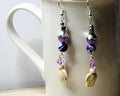Lavender & Imperial Jasper Dangle Earrings with Silver Bead Caps, White Turquoise Turtle - Mother's Day Gift