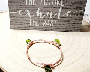 Trendy Peridot colored glass crystal copper wire stacking  bangle   bracelet