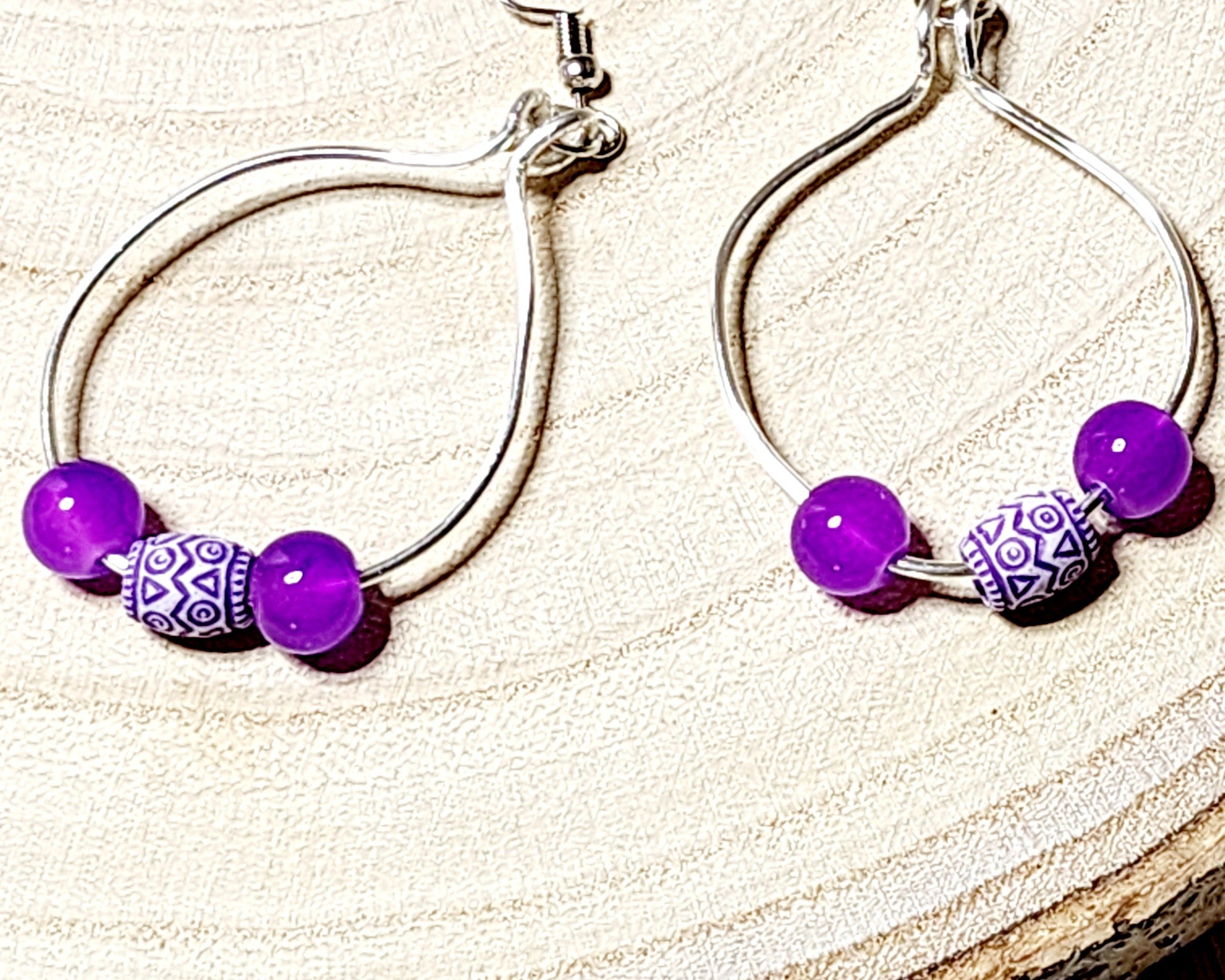 Handcrafted spring themed copper hoop earrings