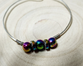 Rainbow Hematite stacking wire bangle bracelet