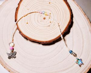 Pale Pink Glass Seed Bead Bookmark for Mom - Crystal Star & Butterfly Enhancements