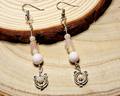 Dainty Cat Head Bead Earrings Featuring Silver colored Bead Frames