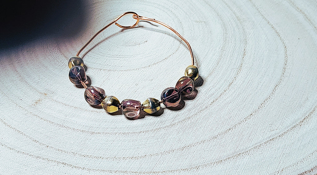 Handcrafted glass and stone copper bangles