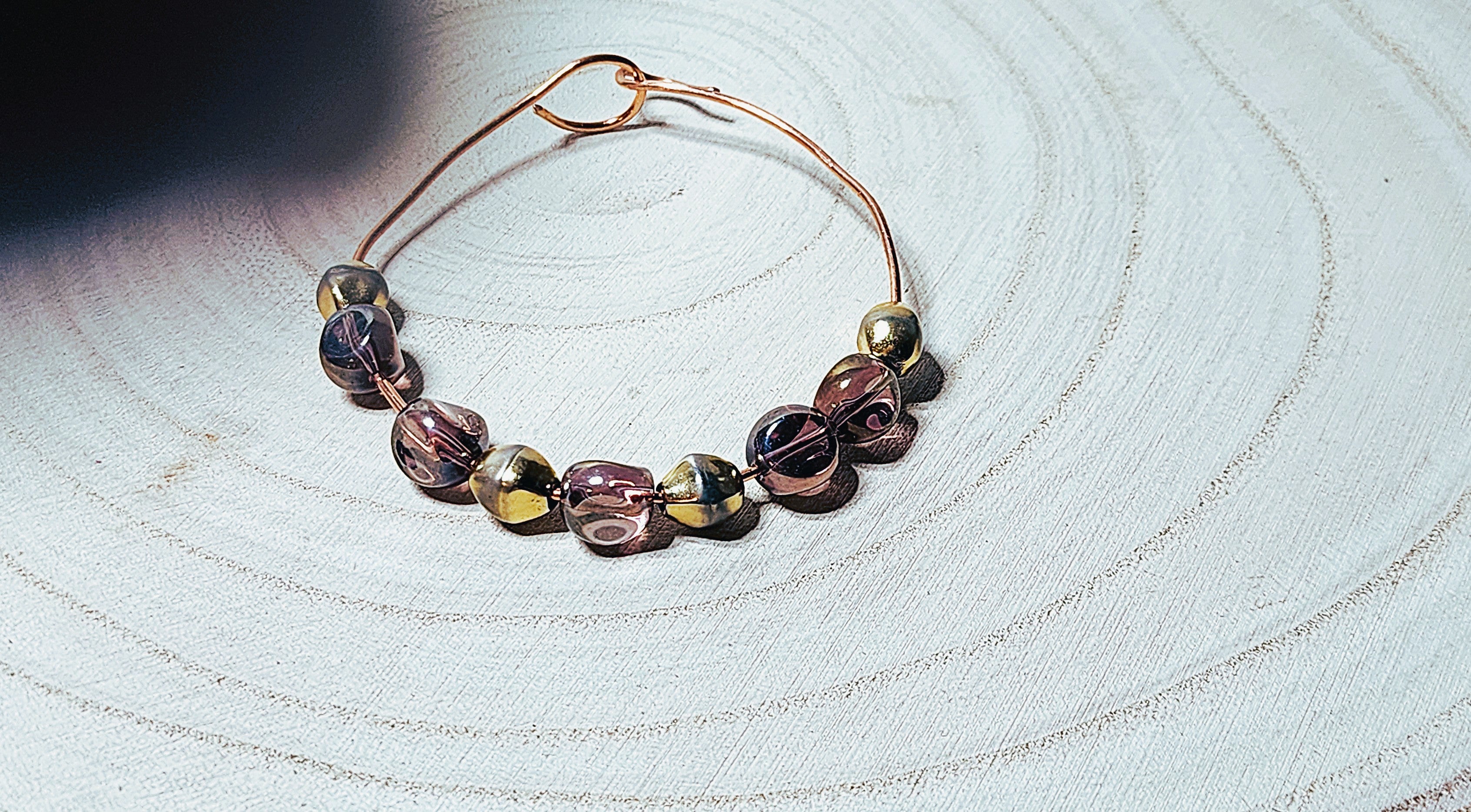 Handcrafted glass and stone copper bangles