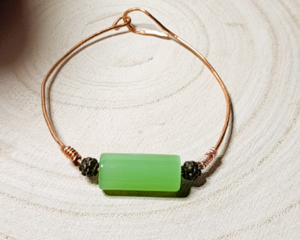 Handcrafted glass and stone copper bangles