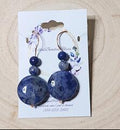 Artisan Copper Earrings with Sodalite Coin Beads – Boho Dangles