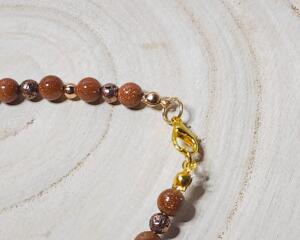 Goldstone Moon Charm Bracelet – Handmade Gemstone Jewelry with Gold Accents