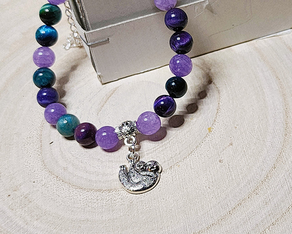 Animal Charm Gemstone Bracelets – Sloth & Butterfly Designs