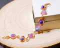 Handcrafted Copper Chain Link Bracelet with Sea Sediment Jasper & Lavender Gemstones