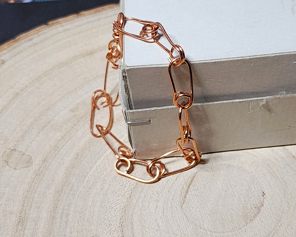 Handcrafted Bare Copper Chain Link – 16 & 18 Gauge Wire for Bracelets or Necklaces, Charm-Ready or Layering