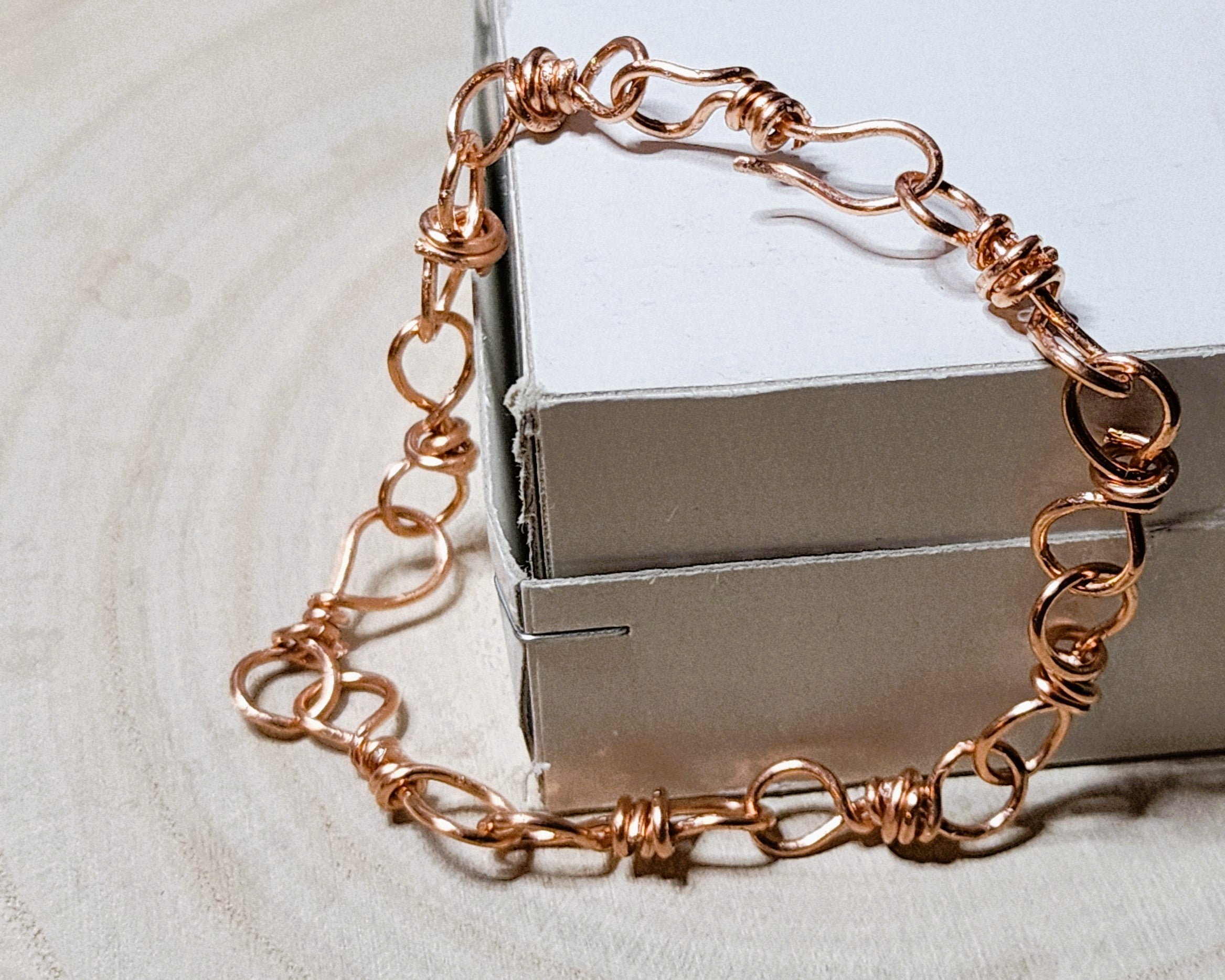 Handcrafted Bare Copper Chain Link – 16 & 18 Gauge Wire for Bracelets or Necklaces, Charm-Ready or Layering