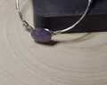 Silver-Colored Copper Wire Wrapped Bangle with 20mm Amethyst Coin Beads – Handmade Gemstone Bracelet
