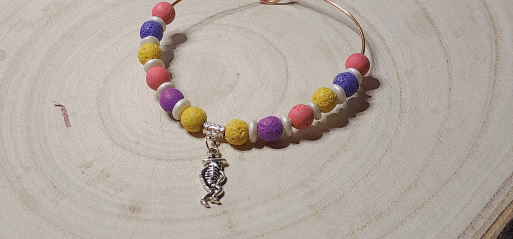 Handcrafted Copper Wire Halloween bangles with Charms & Festive Beads