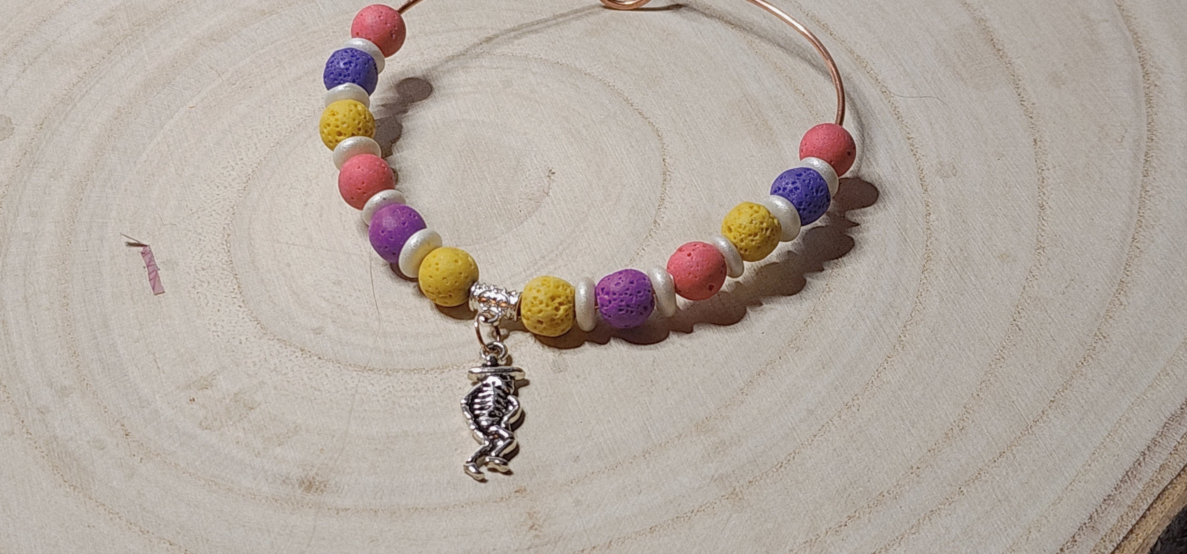 Handcrafted Copper Wire Halloween bangles with Charms & Festive Beads
