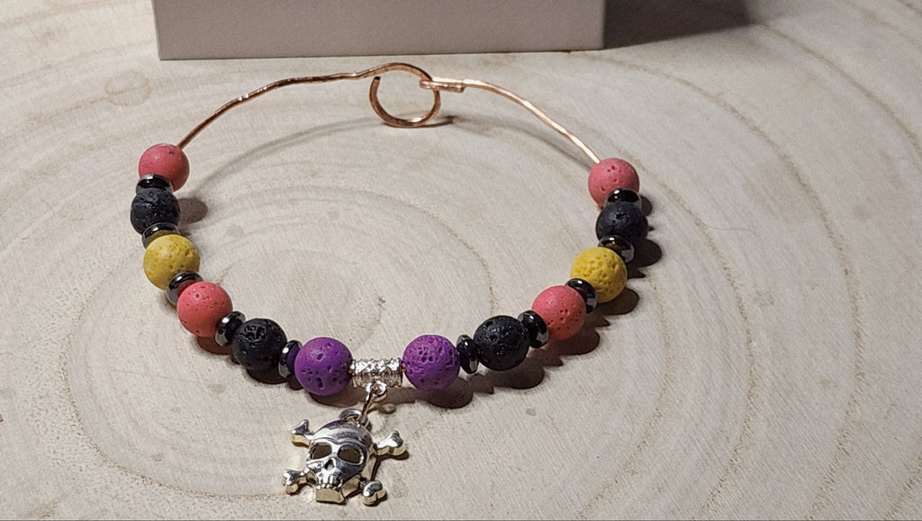 Handcrafted Copper Wire Halloween bangles with Charms & Festive Beads
