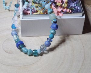 Handcrafted Ocean-Inspired Blue Beaded Bracelet – Unique Glass Beads