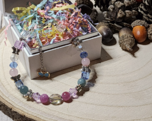 Butterfly Garden Beaded Bracelet – Gemstone & Crystal Beads with Butterfly Charms