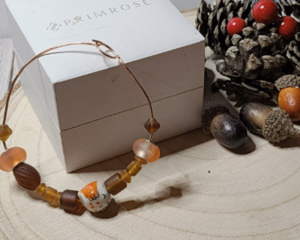 Autumn Woodland Glass Bead Bracelet – Handmade Wire Jewelry