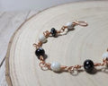 Handcrafted Copper Wire Bracelet with Black and White Glass Beads