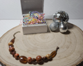 Earthy Brown & Amber Beaded Bracelet – Handmade Wooden & Glass Jewelry