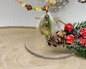 Green Agate Leaf Pendant Necklace – Woodland-Inspired Handmade Jewelry with Natural Stone Charm