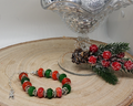 Woodland Sparkle Holiday Bracelet – Red & Green Beaded Christmas Charm
