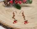 Handmade Christmas Stocking Earrings – Festive Holiday Jewelry, Red Enamel Stocking Dangle Earrings, Cute Christmas Gift, Holiday Party Vibe