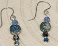 Blue Glass Rose Dangle Earrings – Handmade Floral Drop Earrings, Elegant Blue Beaded Jewelry, Gift for Her, Artisan Jewelry