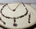 Handmade Purple Floral Necklace & Earring Set – Winterberry Charm Holiday Jewelry