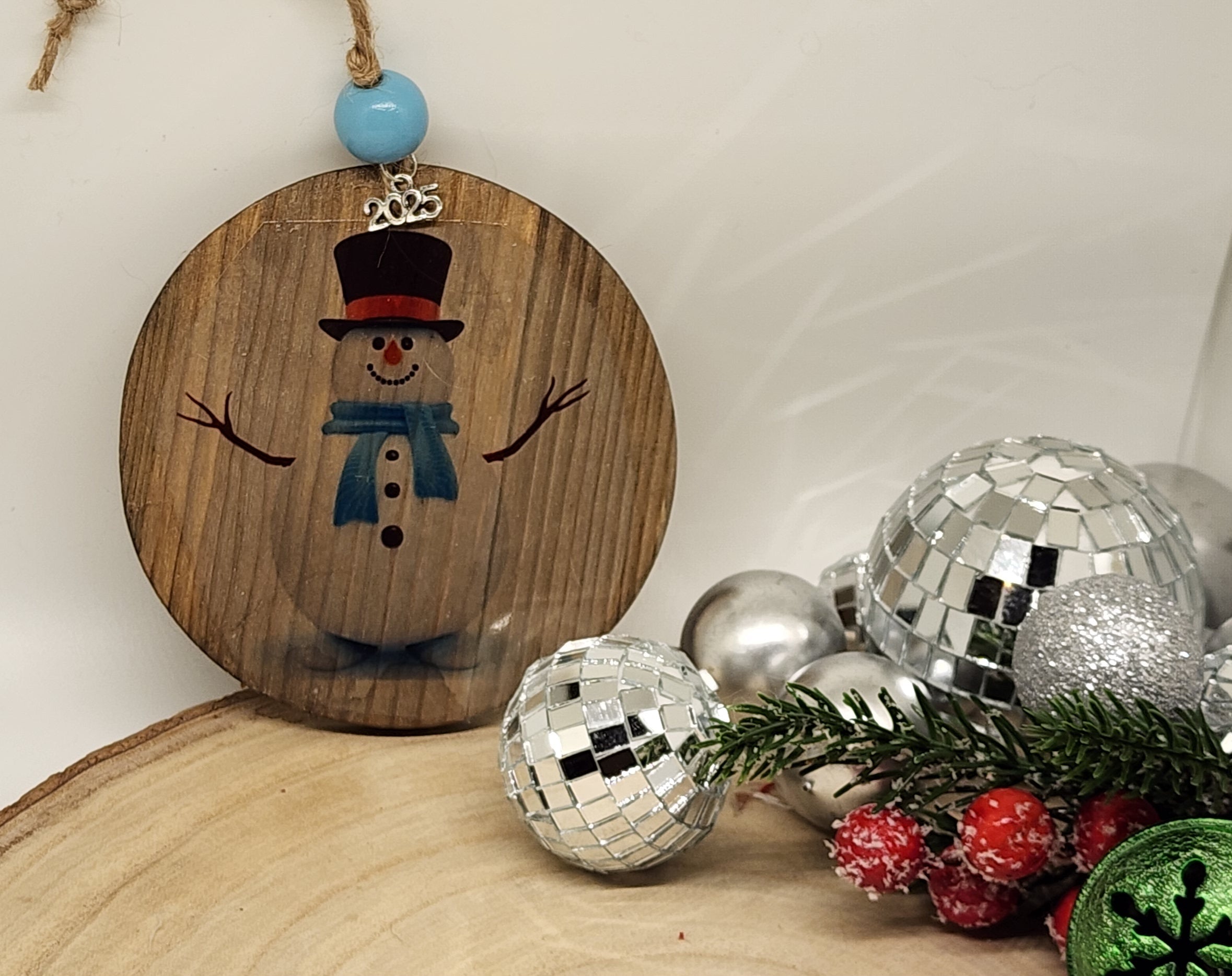 Handcrafted 4" Wooden Christmas Ornament – 2025Keepsake | Vintage Holiday Decor | Snowman, Truck, Tree, Gingerbread Mug Designs