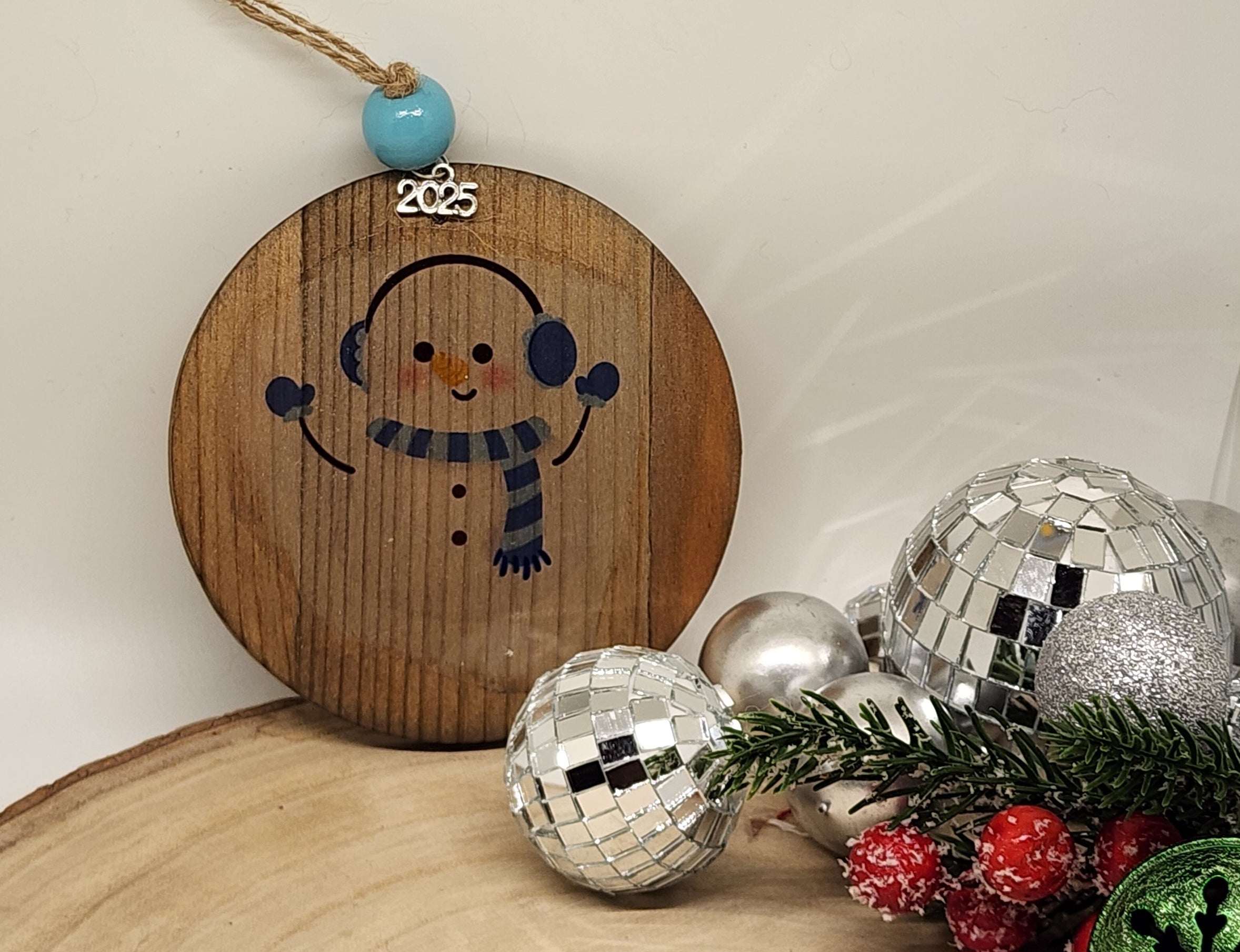 Handcrafted 4" Wooden Christmas Ornament – 2025Keepsake | Vintage Holiday Decor | Snowman, Truck, Tree, Gingerbread Mug Designs