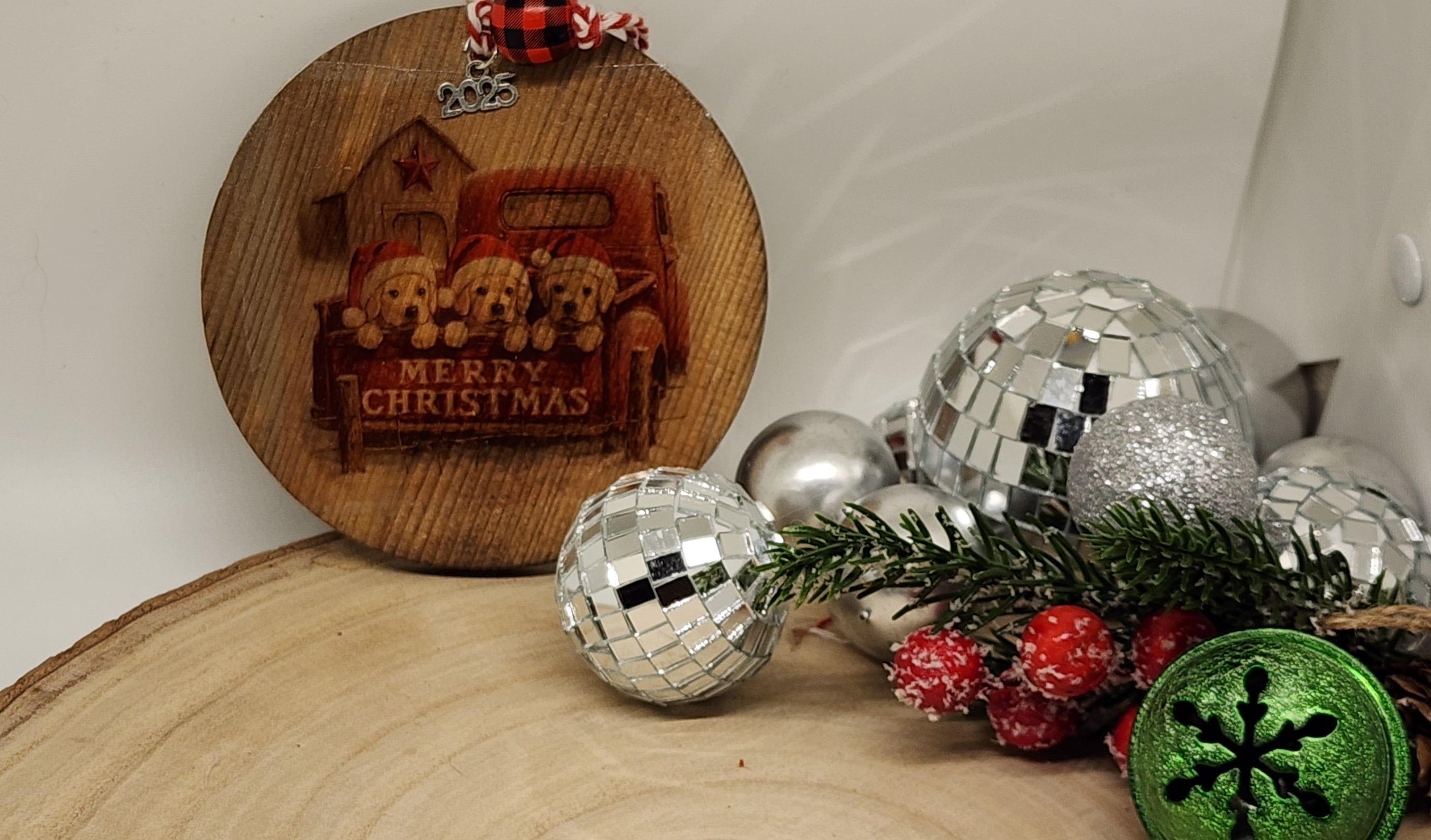 Handcrafted 4" Wooden Christmas Ornament – 2025Keepsake | Vintage Holiday Decor | Snowman, Truck, Tree, Gingerbread Mug Designs